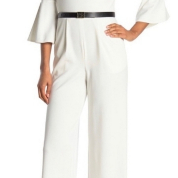 Calvin Klein white  jumpsuit with black belt - Picture 3 of 6